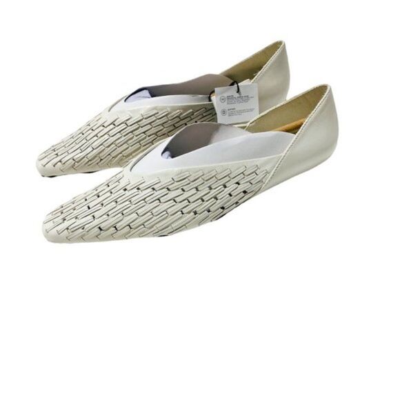 ZARA LOW HEEL WOVEN LEATHER SHOES Beige - Picture 7 of 10